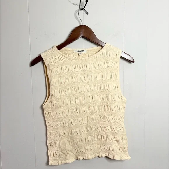 Madewell yellow sachi smocked boatneck tank top size SM new - Picture 6 of 9